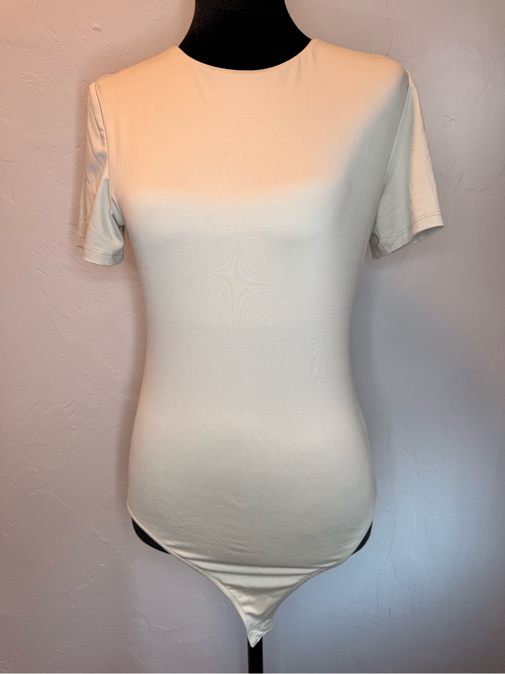 Gianni Bini Classic Short-Sleeve Pale Moss/Cream Bodysuit